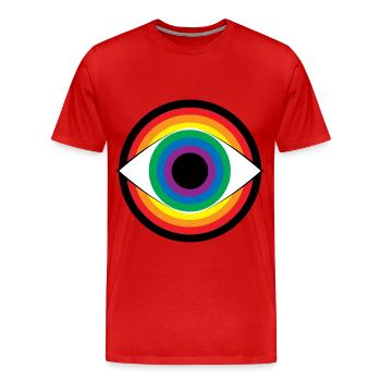Hypnose Auge Regenbogen bunt sehen Magie Vielfalt - Männer Premium Bio T-Shirt - Rot - Vorne - Damien (186cm)