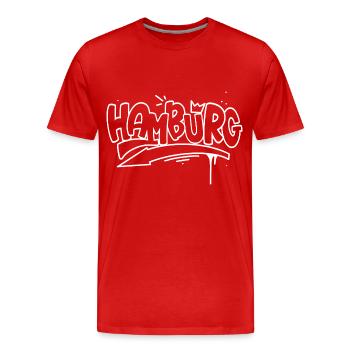 Hamburg Graffiti - Men's Premium Organic T-Shirt - red - Front - Damien (186cm)