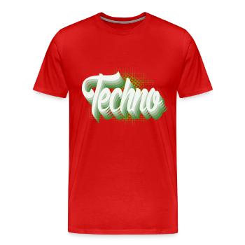 Techno - Männer Premium Bio T-Shirt - Rot - Vorne - Damien (186cm)