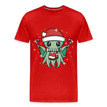 Christmas Cthulhu - Men's Premium Organic T-Shirt - red - Front - Damien (186cm)