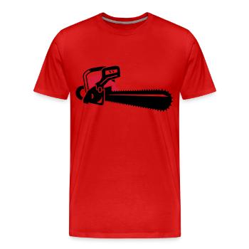 Kettensäge - Männer Premium Bio T-Shirt - Rot - Vorne - Damien (186cm)