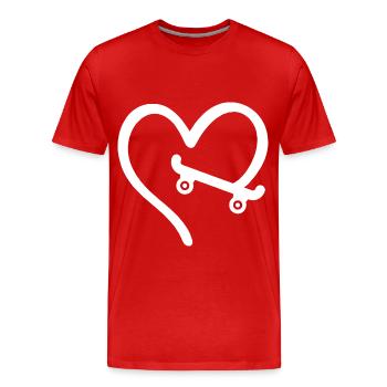 Skateboard Herz Skater - Männer Premium Bio T-Shirt - Rot - Vorne - Damien (186cm)