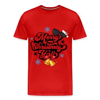 Frohe Weihnachten in Schwarz-Weiß - Männer Premium Bio T-Shirt - Rot - Vorne - Damien (186cm)