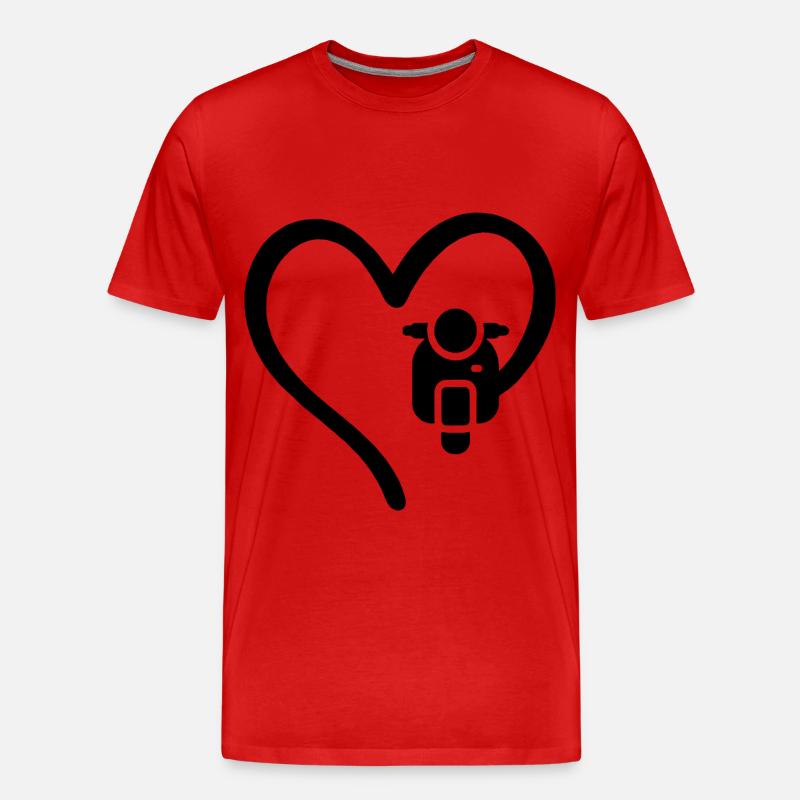 Motorroller Herz Scooter - Männer Premium Bio T-Shirt - Rot