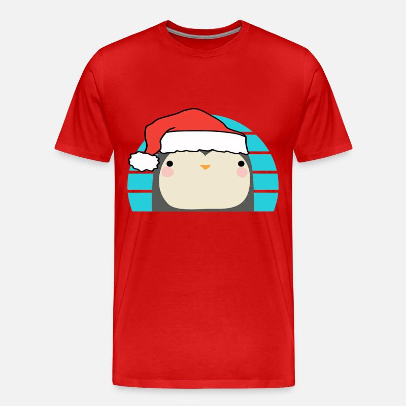 Weihnachten Pinguin - Männer Premium Bio T-Shirt - Rot