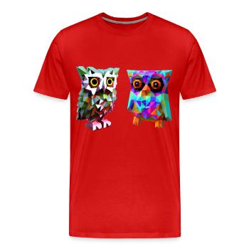 Polygon Owls - Men's Premium Organic T-Shirt - red - Front - Damien (186cm)