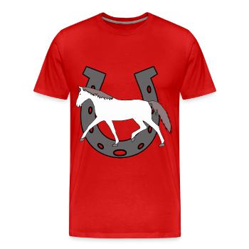 Hufeisen Pferd Reiterin Pferde Pony Schimmel Stute - Männer Premium Bio T-Shirt - Rot - Vorne - Damien (186cm)