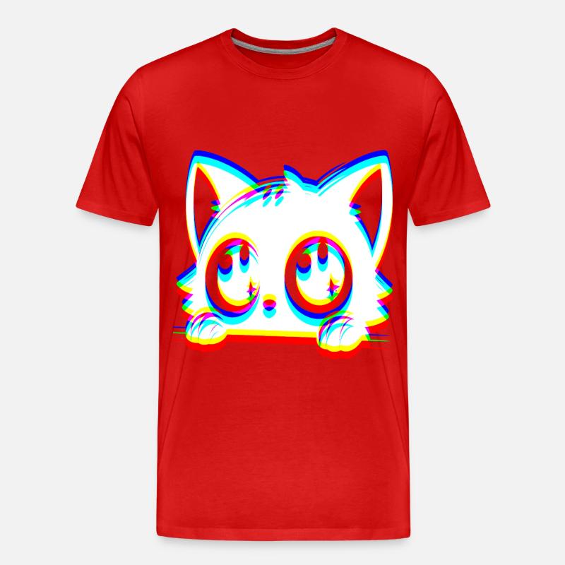EDM Katze Glitch Style - Männer Premium Bio T-Shirt - Rot