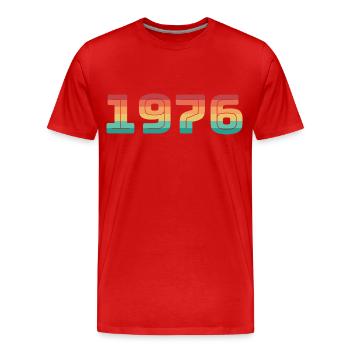 Jahrgang 1976 Geburtsjahr Vintage Geburtsdatum - Männer Premium Bio T-Shirt - Rot - Vorne - Damien (186cm)