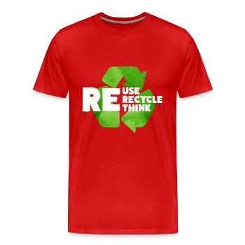 Reuse Recycle Rethink Nachhaltigkeit Umwelt Klima - Männer Premium Bio T-Shirt - Rot - Vorne - Damien (186cm)