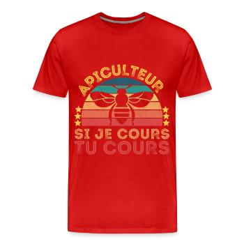 Apiculteur si je cours,tu cours humour apiculture - T-shirt bio Premium Homme - rouge - Devant - Damien (186cm)