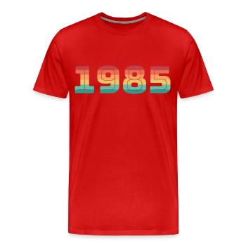 Jahrgang 1985 Geburtsjahr Vintage Geburtsdatum - Männer Premium Bio T-Shirt - Rot - Vorne - Damien (186cm)