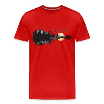 Gitarre Bäume Wald Natur Skyline Sonne Kunst Musik - Männer Premium Bio T-Shirt - Rot - Vorne - Damien (186cm)