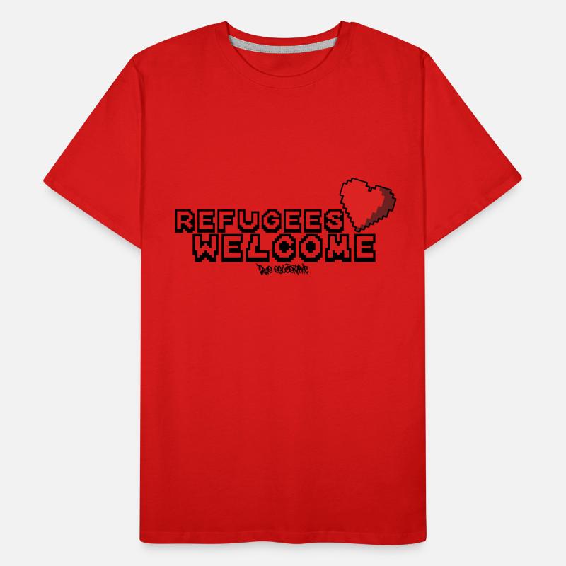 Réfugiés Bienvenue Pixel Conception T-shirt bio Premium Homme