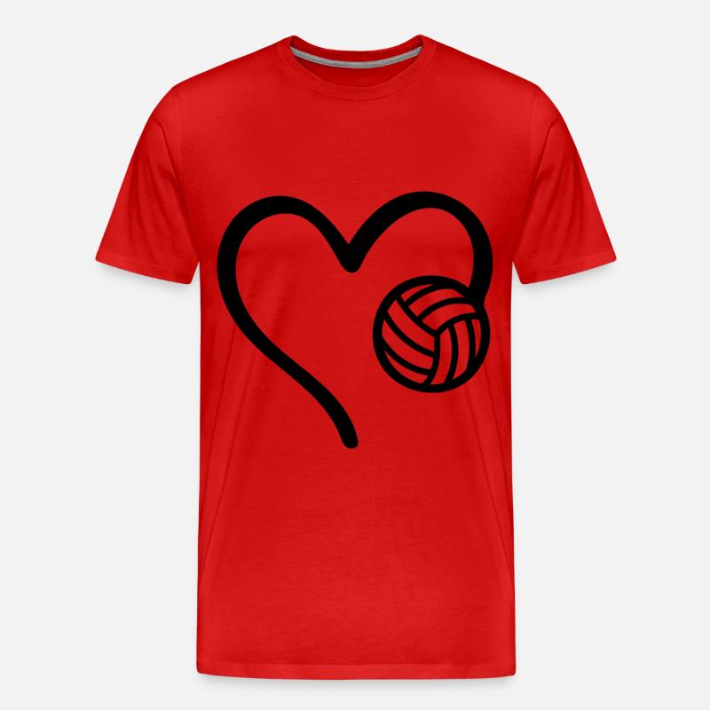 Volleyball Herz - Männer Premium Bio T-Shirt - Rot