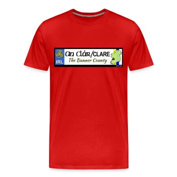 CO. CLARE, IRELAND: licence plate tag style decal - Men's Premium Organic T-Shirt - red - Front - Damien (186cm)