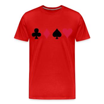 Alle vier Poker-Karten Karten-Anzüge in einer - Männer Premium Bio T-Shirt - Rot - Vorne - Damien (186cm)
