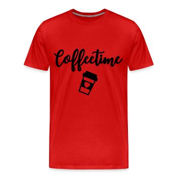 Coffeetime Coffee Drinker - Men's Premium Organic T-Shirt - red - Front - Damien (186cm)