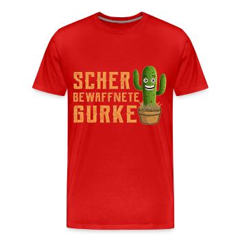 Schwer Bewaffnete Gurke Lustiger Spruch Kaktus - Männer Premium Bio T-Shirt - Rot - Vorne - Damien (186cm)