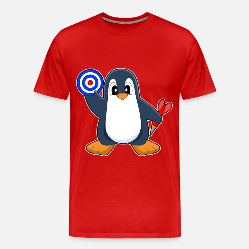 Pinguin Dart Dartpfeil - Männer Premium Bio T-Shirt - Rot