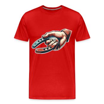 Lancer de fer à cheval Lancer de fer à cheval - T-shirt bio Premium Homme - rouge - Devant - Damien (186cm)
