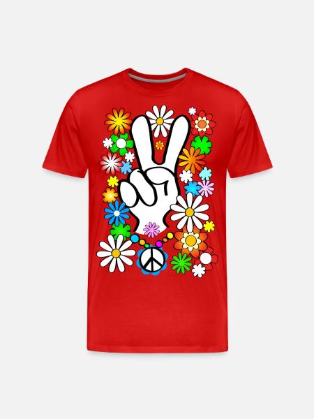 Flowerpower Peace - Männer Premium Bio T-Shirt - Rot