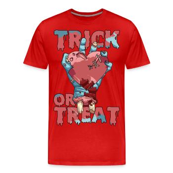 Trick or Treat - Männer Premium Bio T-Shirt - Rot - Vorne - Damien (186cm)