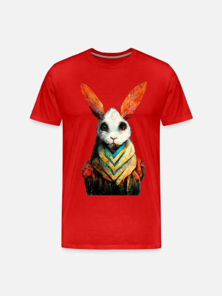 Kanin akvarel maleri #rabbit - Herre Premium T-shirt økologisk - rød