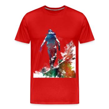 Mountaineer Climbing Sport Art #mountaineer #climb - Men's Premium Organic T-Shirt - red - Front - Damien (186cm)