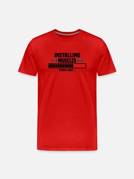 Installing muscles – please wait - Men's Premium Organic T-Shirt - red