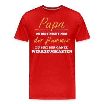 Bester Papa. Vatertag. Hammer. Werkzeugkasten - Männer Premium Bio T-Shirt - Rot - Vorne - Damien (186cm)