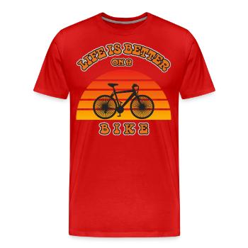 LA VIE EST PLUS BELLE À VÉLO - T-shirt bio Premium Homme - rouge - Devant - Damien (186cm)
