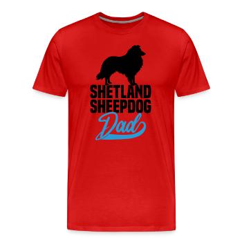 Shetland Sheepdog Sheltie Papa - T-shirt bio Premium Homme - rouge - Devant - Damien (186cm)
