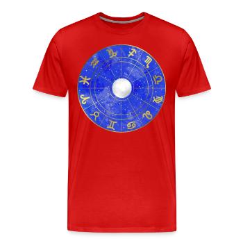Étoile - Zodiaque - Lune - Ciel étoilé - T-shirt bio Premium Homme - rouge - Devant - Damien (186cm)