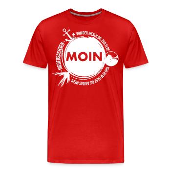 Wir sind die Niedersachsen - MOIN - Männer Premium Bio T-Shirt - Rot - Vorne - Damien (186cm)