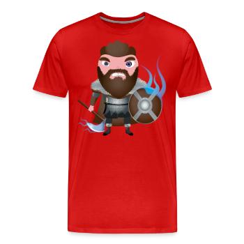 Eric - Männer Premium Bio T-Shirt - Rot - Vorne - Damien (186cm)