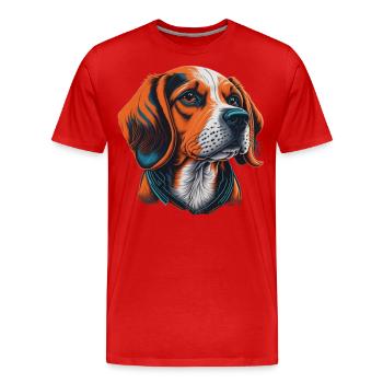 Tête de beagle - T-shirt bio Premium Homme - rouge - Devant - Damien (186cm)