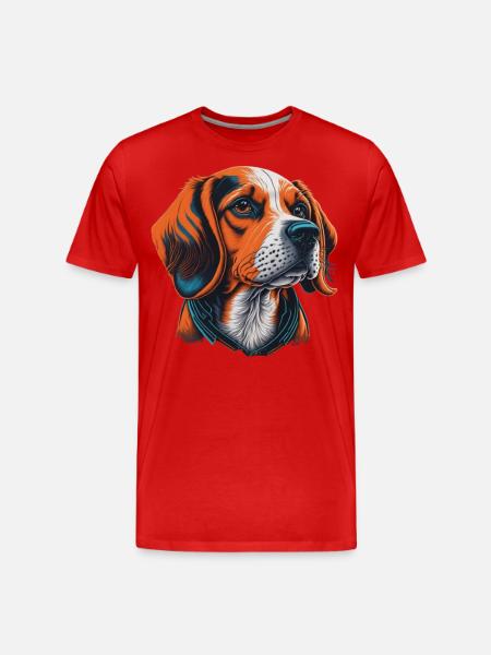 Beagle Head - Men's Premium Organic T-Shirt - red