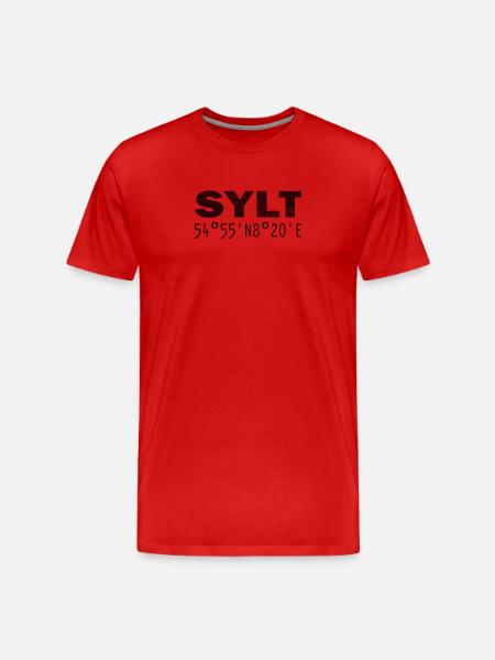 Sylt Coordonnées GPS - T-shirt bio Premium Homme - rouge