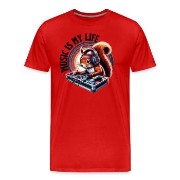 Musik ist mein Leben Eichhörnchen - Männer Premium Bio T-Shirt - Rot - Vorne - Damien (186cm)