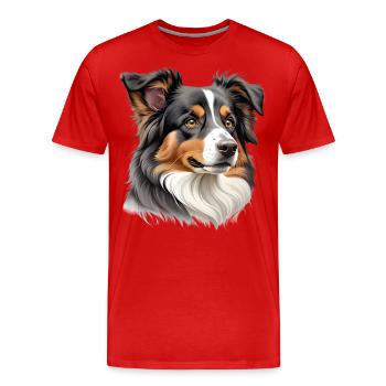 Australian Shepherd Kopf - Männer Premium Bio T-Shirt - Rot - Vorne - Damien (186cm)