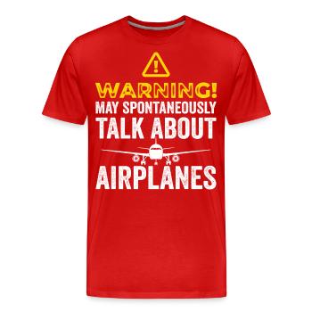 Funny Airplane Tees Men Women Plane Aviation Pilot - Men's Premium Organic T-Shirt - red - Front - Damien (186cm)