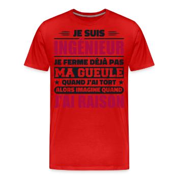 Ingénieur Humour Cadeau Etudiant Ingenieur - T-shirt bio Premium Homme - rouge - Devant - Damien (186cm)