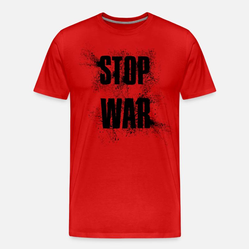 STOP WAR – NO WAR - PEACE - Männer Premium Bio T-Shirt - Rot
