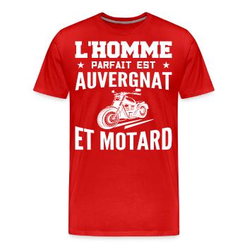 Der perfekte Mann ist ein Biker in der Auvergne - Männer Premium Bio T-Shirt - Rot - Vorne - Damien (186cm)