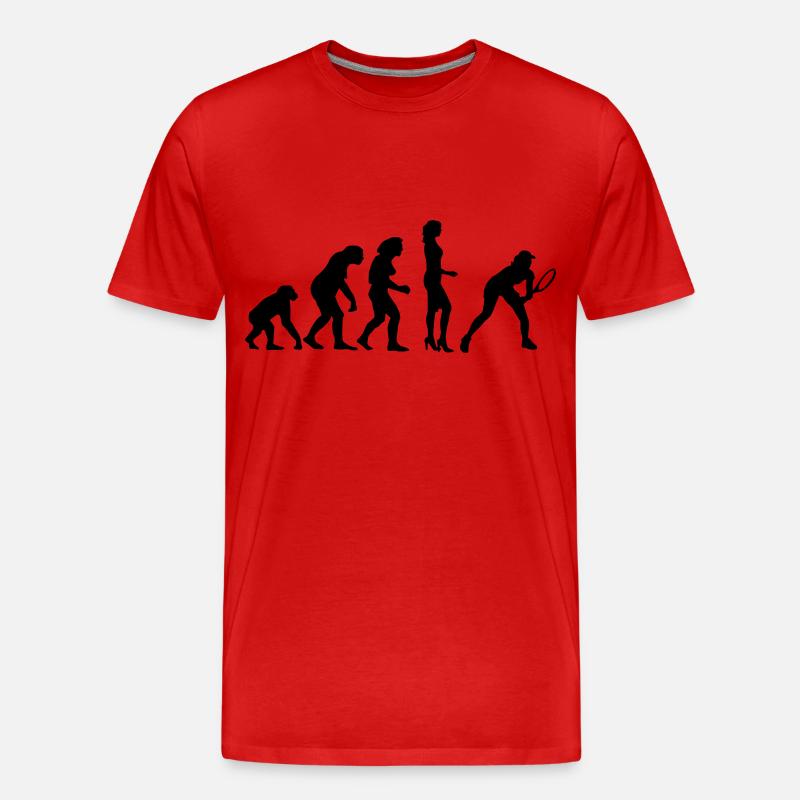 evolution_female_tennis_a_1c - Männer Premium Bio T-Shirt - Rot