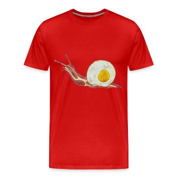 Bacon Roll Bacon et oeuf Oeuf au plat - T-shirt bio Premium Homme - rouge - Devant - Damien (186cm)