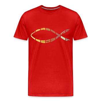 Jesus Fisch - Männer Premium Bio T-Shirt - Rot - Vorne - Damien (186cm)