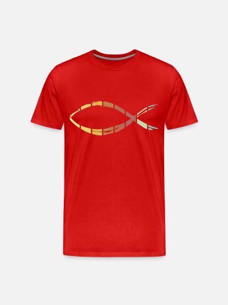 Jesus Fish - Men's Premium Organic T-Shirt - red