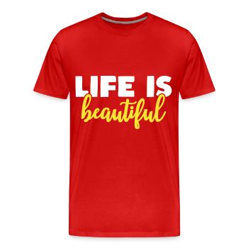 la vie est belle - T-shirt bio Premium Homme - rouge - Devant - Damien (186cm)